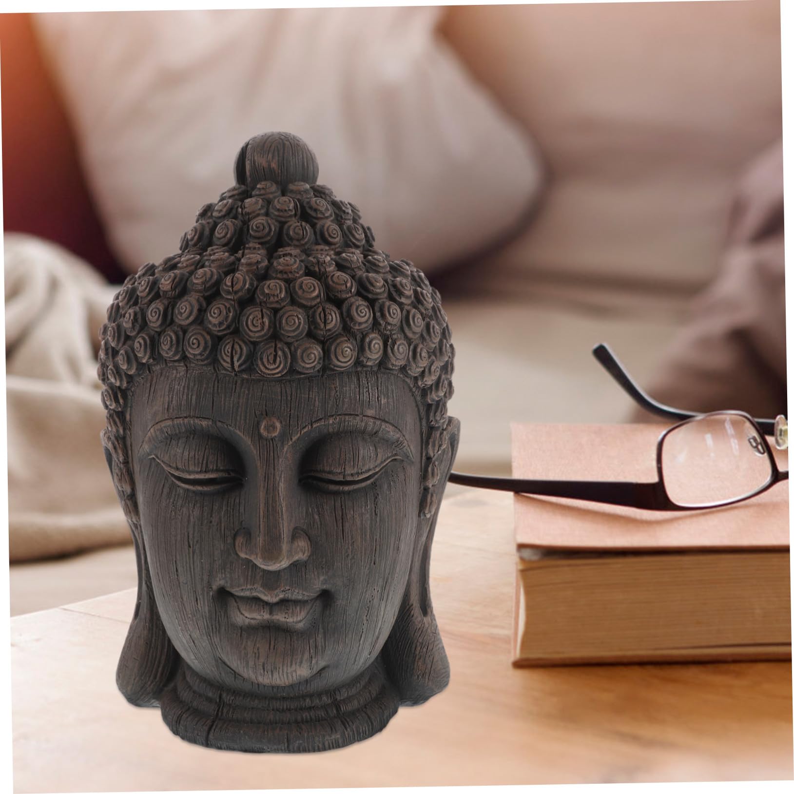 Estatua de Buda Meditando Cabeza Grande de Resina Sudeste Asiático para Decoración Interior Hogar Jardín Estilo Tailandés