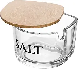 WOLFF - Saleiro de Vidro com Tampa de Bambu Basic 10cm x 10cm x 8cm