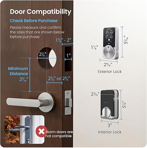 Miniatura 9 de Lockly PIN Genie Pro Zeno Series Smart Lock, cerradura de puerta de entrada sin llave con llave Apple Home, cerradura de cerrojo de teclado Wi-Fi