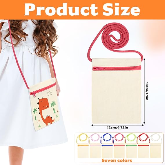 Joycabin - 12 Sacs En Tissu à Colorier Pour Enfants - Kit DIY Avec Peintures Et Pochoirs - Cadeau Créatif