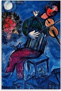 WangXianYY Marc Chagall Prints Wall Art Paintings Poster The Blue Fiddler Canvas Wall Art Picture Prints Hanging Photo Gift Idea Decor Homes Artworks Unframe 16x24inch(40x60cm)