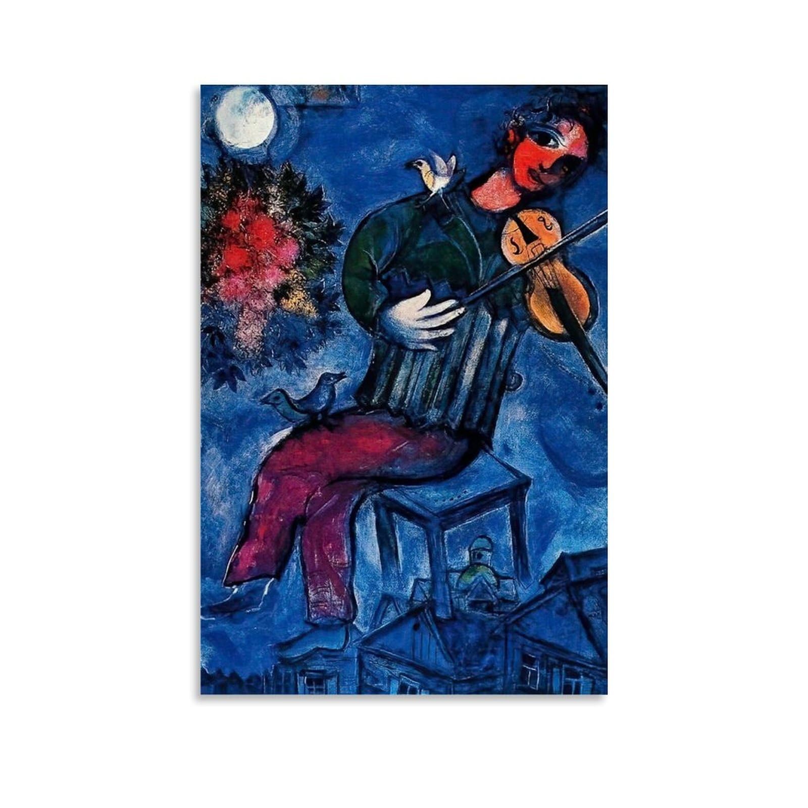XuXueCC Marc Chagall Wall Art Prints Paintings Poster The Blue Fiddler Artworks Canvas Room Aesthetic Wall Art Prints Home Modern Decor Unframe 12x18inch(30x45cm)