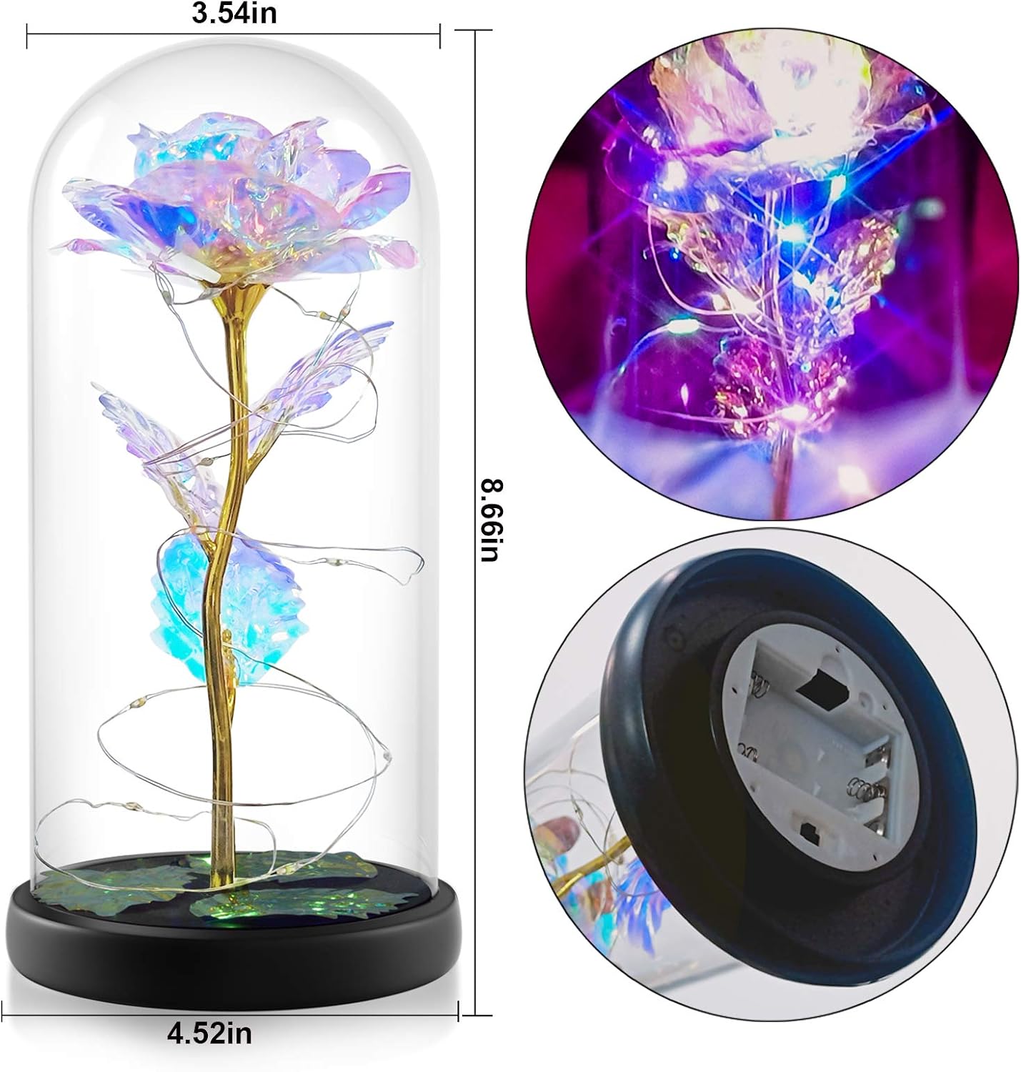 TECHSHARE Gifts for Her Forever Flower Rose in Glass Dome, Rose Light Up Flower, Personalized Gifts for Mom Sisters, Friend - Image 5