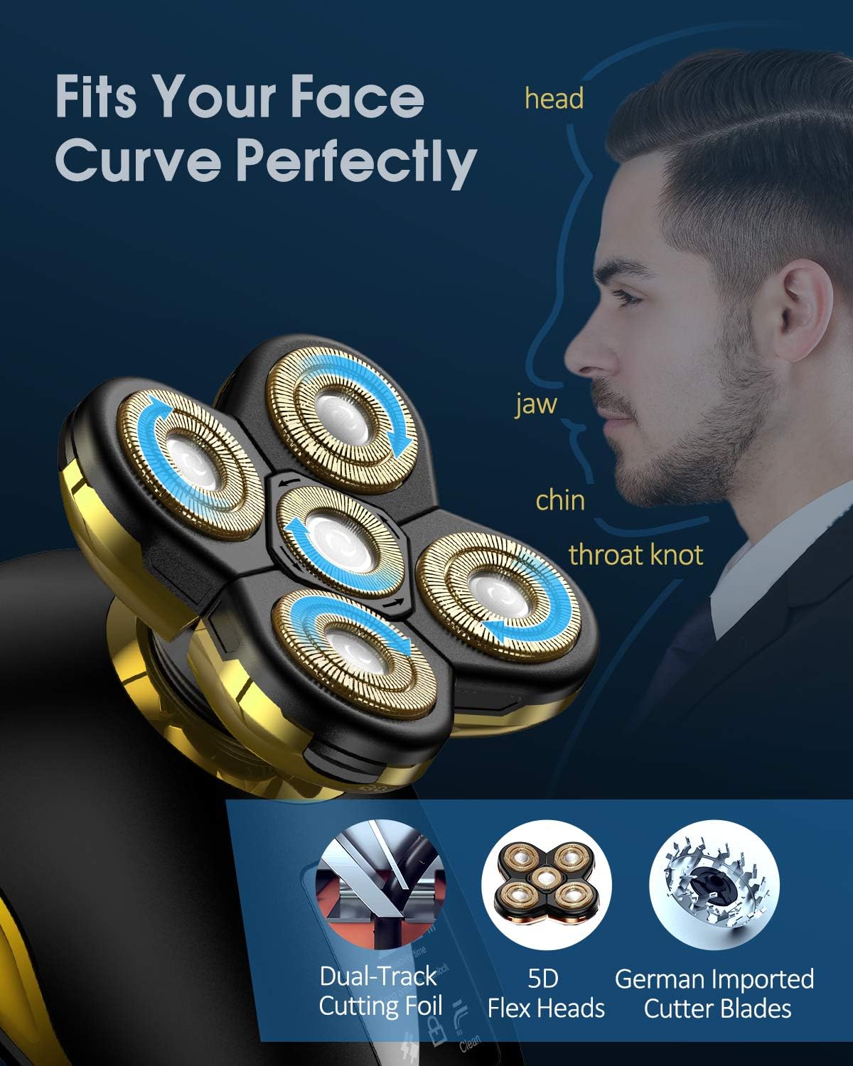 Head Shaver for Men Electric Razor Upgrade 6D Floating Electric Shaver 5 in 1 Wet & Dry Shaver Waterproof Bald Head Shaver LED Display Electric Rotary