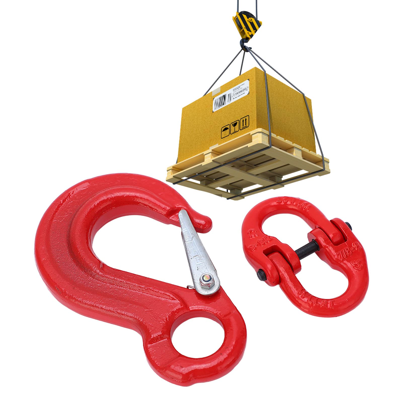 Slip Hook Eye Sling Heavy Duty 2T Bearing Trailer Lifting Chain Connector SHooks Hebehakenlager mit 2-Ring-Schnalle für das Heben in der Fabrik, Heben im Hafen