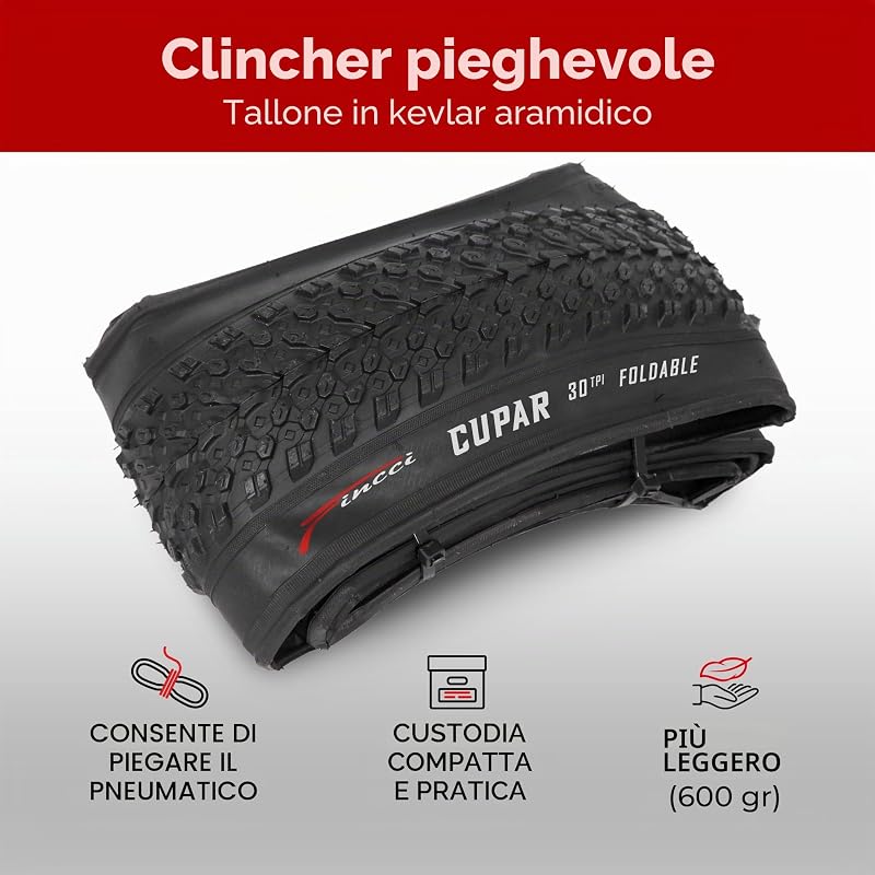 Set anvelope pliabile Fincci 26 x 2.125 57-559 MTB cu camere de aer Schrader pentru bicicletă de cursă și mountain bike