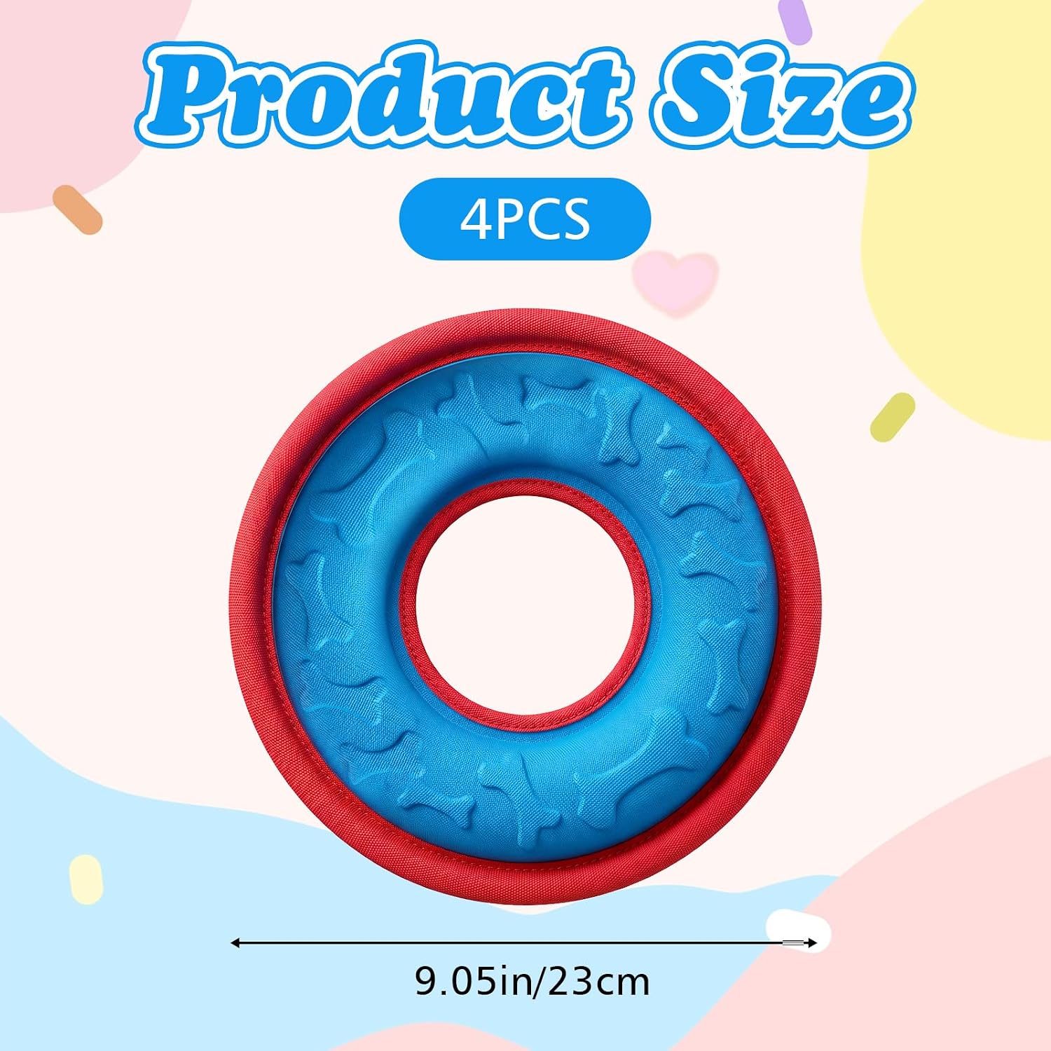 4 Pcs Dog Flying Discs Set 9.05 Inch Lightweight Nylon EVA Fetch Discs Float Water Safe Teeth Feedable Groove Design for Small Medium Large Dogs Blue Green Purple
