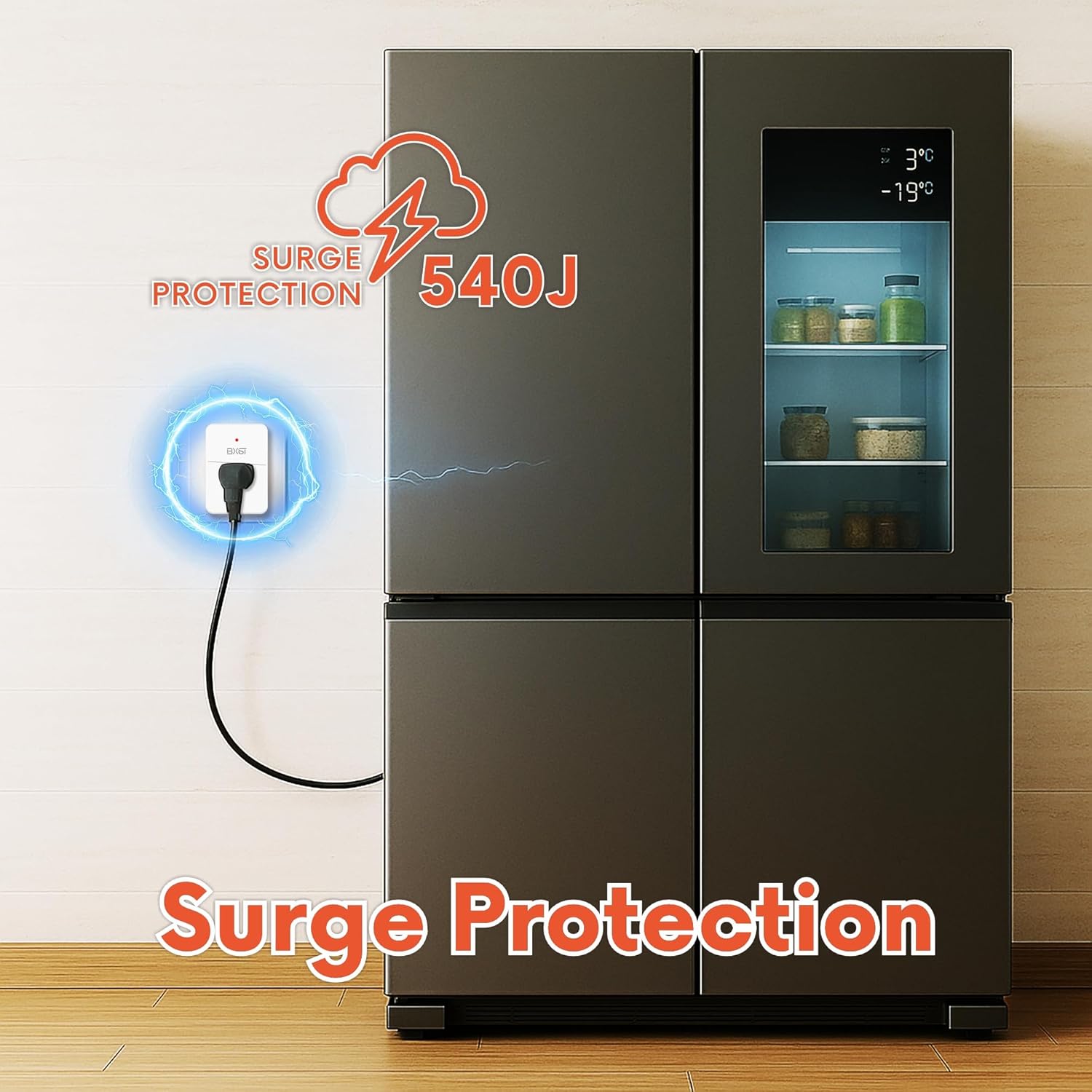 BXST Single Outlet Surge Protector, Small Surge Protector for Refrigerators, PC, TV and Home Appliances, Flat Plug Wall Mount Power Suppressor with LED Indicators, 15A, 1800W, 120V, 1 Pack 4 71qPyJp9skL. AC SL1500