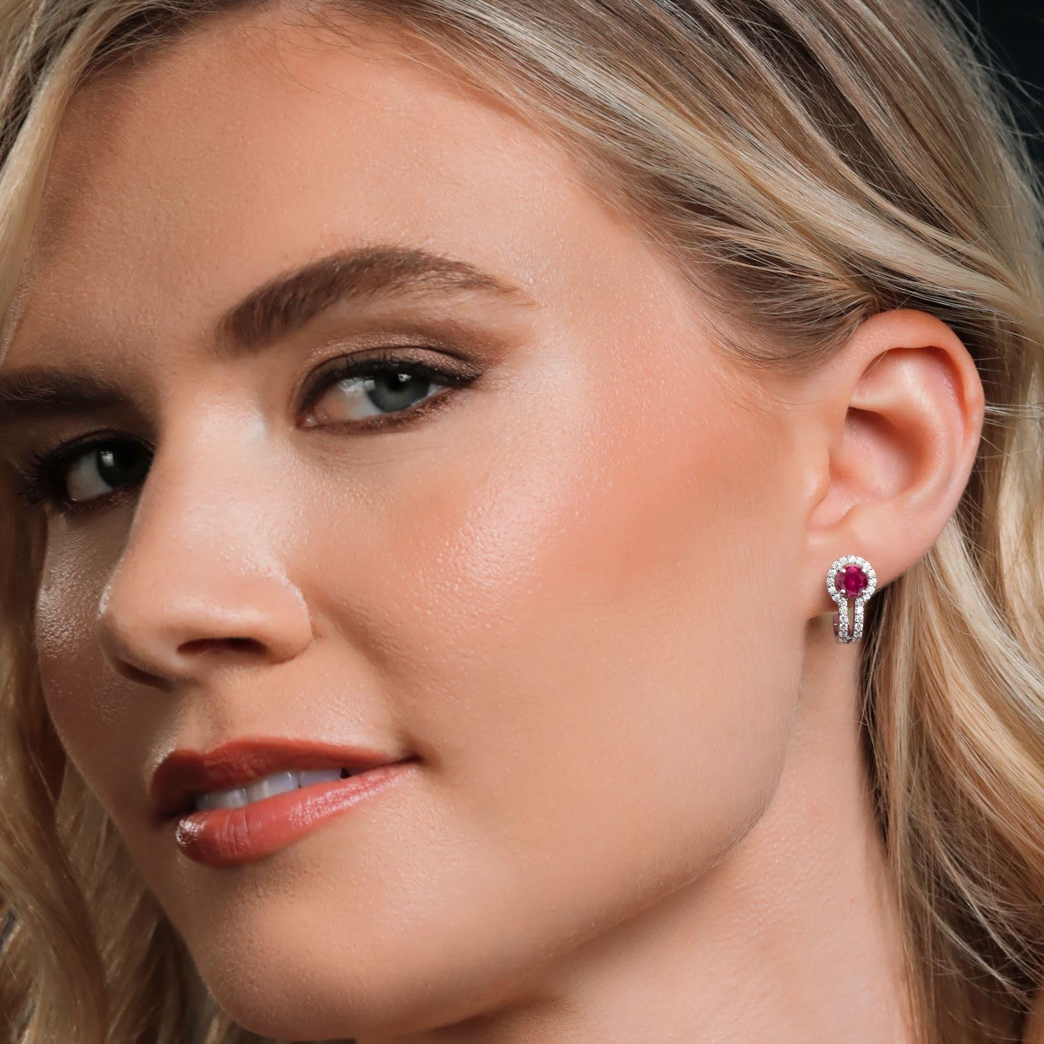 Gem Stone King 5MM Round French Clip Clasp Hook Earring for Women | 925 Sterling Silver | Gemstone Birthstone and Created Sapphire | Jewelry Gifts for Mom Wife Her
