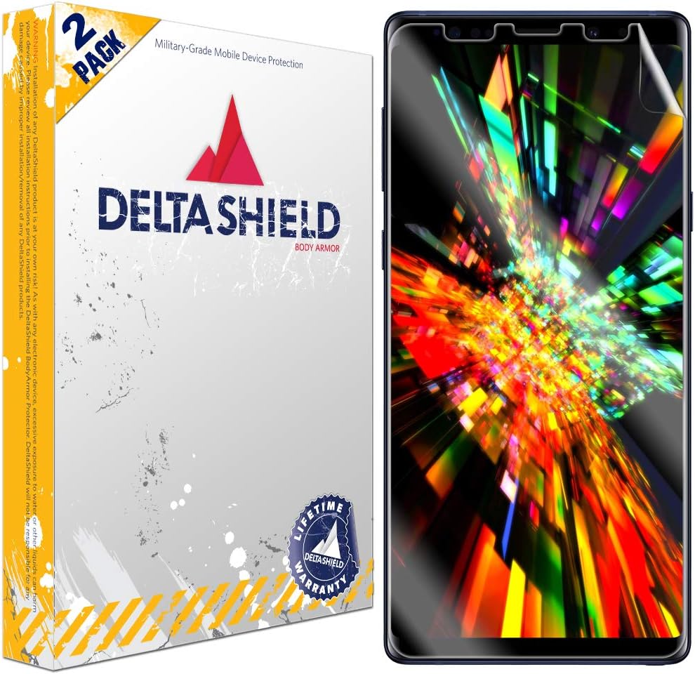 Samsung Galaxy Note 9 Screen Protector [Slim Design for Cases][2-Pack], DeltaShield BodyArmor Full Coverage [Clear] Screen Protector for Samsung Galaxy Note 9 Military-Grade Anti-Bubble Film
