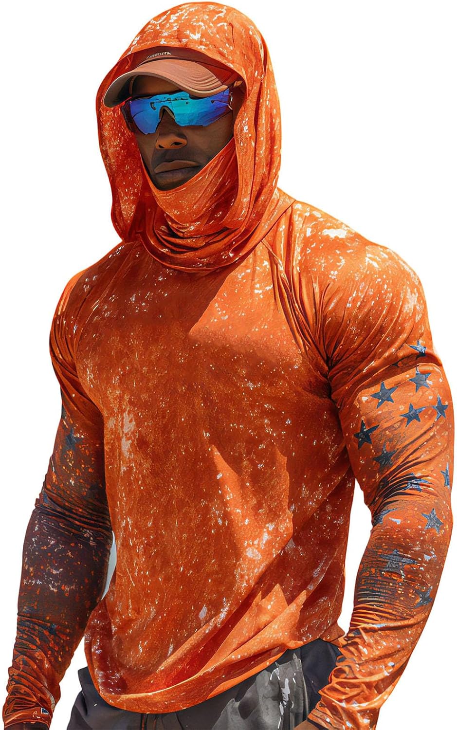 Mens UPF 100+ Fishing Hoodie, Long Sleeve Shirts for Men, Summer Hiking Athletic Workout Running Swim Shirt
