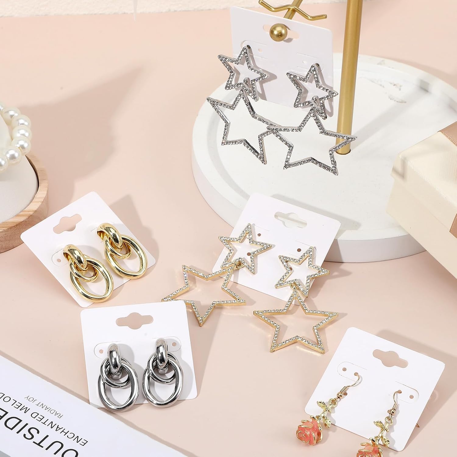200Pcs White Earring Holder Cards,6-Hole Earring Cards with Hole | 2 X 2 IN Earring Paper Holders for Selling,White Earring Cards for Selling Jewelry by Retailer and Jewelry Craft Market