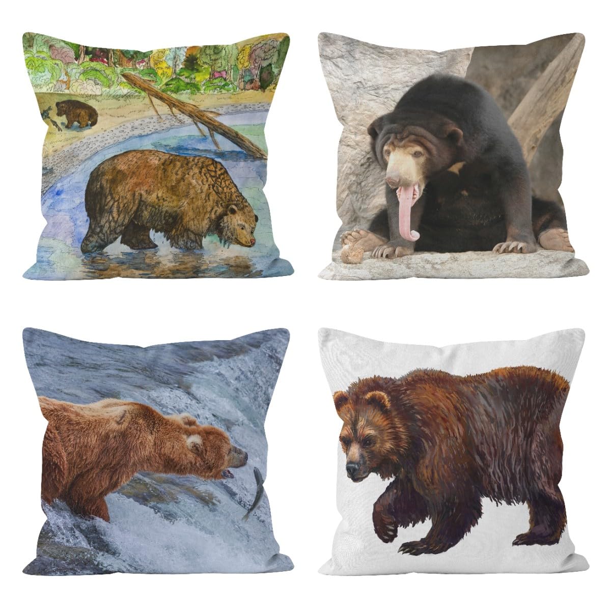 Protégez votre canapé avec style : housse de coussin lin 50x50cm ours polaire anti-usure