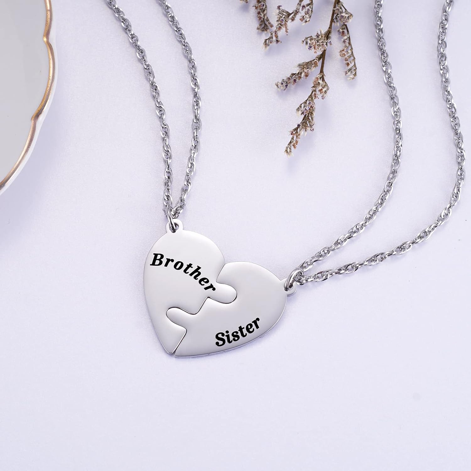 Ralukiia Mother & Son Heart Matching Necklace Set - Graduation, Birthday Jewelry