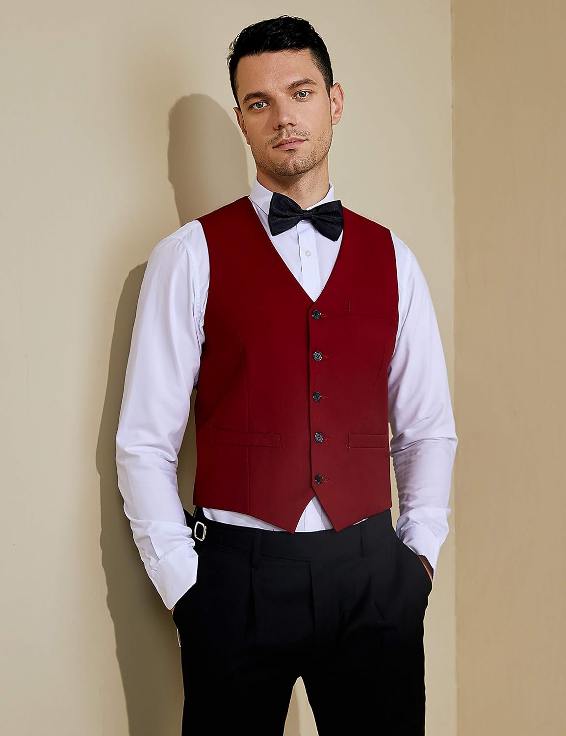 BABEYOND Mens Vintage Suit Vest Business Slim Fit Suit Vest Classic Waistcoat at  Men’s Clothing store