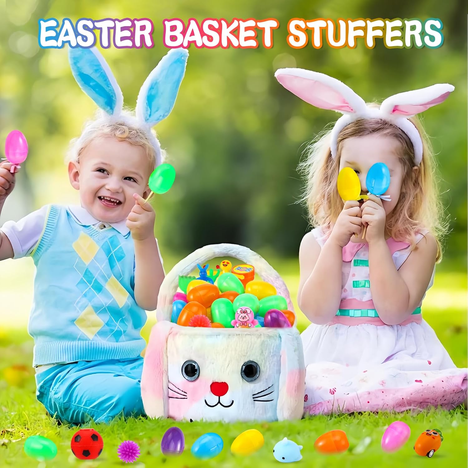 200 PCS Prefilled Easter Eggs with Toys Inside, Bulk Easter Eggs Filled for Easter Egg Hunt, Easter Party Favors & Easter Basket Stuffers for Kids