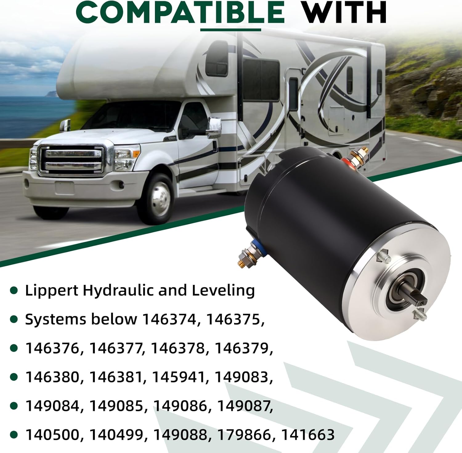 167576 Hydraulic Slide Out Pump Motor Compatible with Lippert Components Leveling System Replace 15-167576 045-167567 F000MM0809