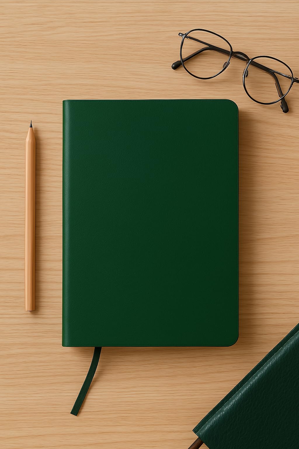 Fark Tanıtım Fark Tanıtım Çizgisiz Not Defteri, Yeşil Deri Kapaklı Defter, 128 Yaprak A5 Defter, Ofis ve Kırtasiye (14cm x 21 cm) (Yeşil Kapak)