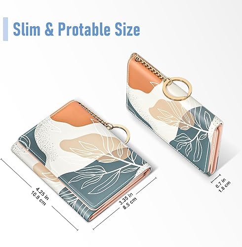 Miniatura 2 de Rouidr Billetera para mujer, pequeña cartera delgada para tarjetas RFID para mujer, organizador de tarjetas de cuero triple, bonito bolso de