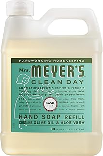 MRS. MEYER'S CLEAN DAY Hand Soap Refill, Made with Essential Oils, Basil, 33 fl. oz