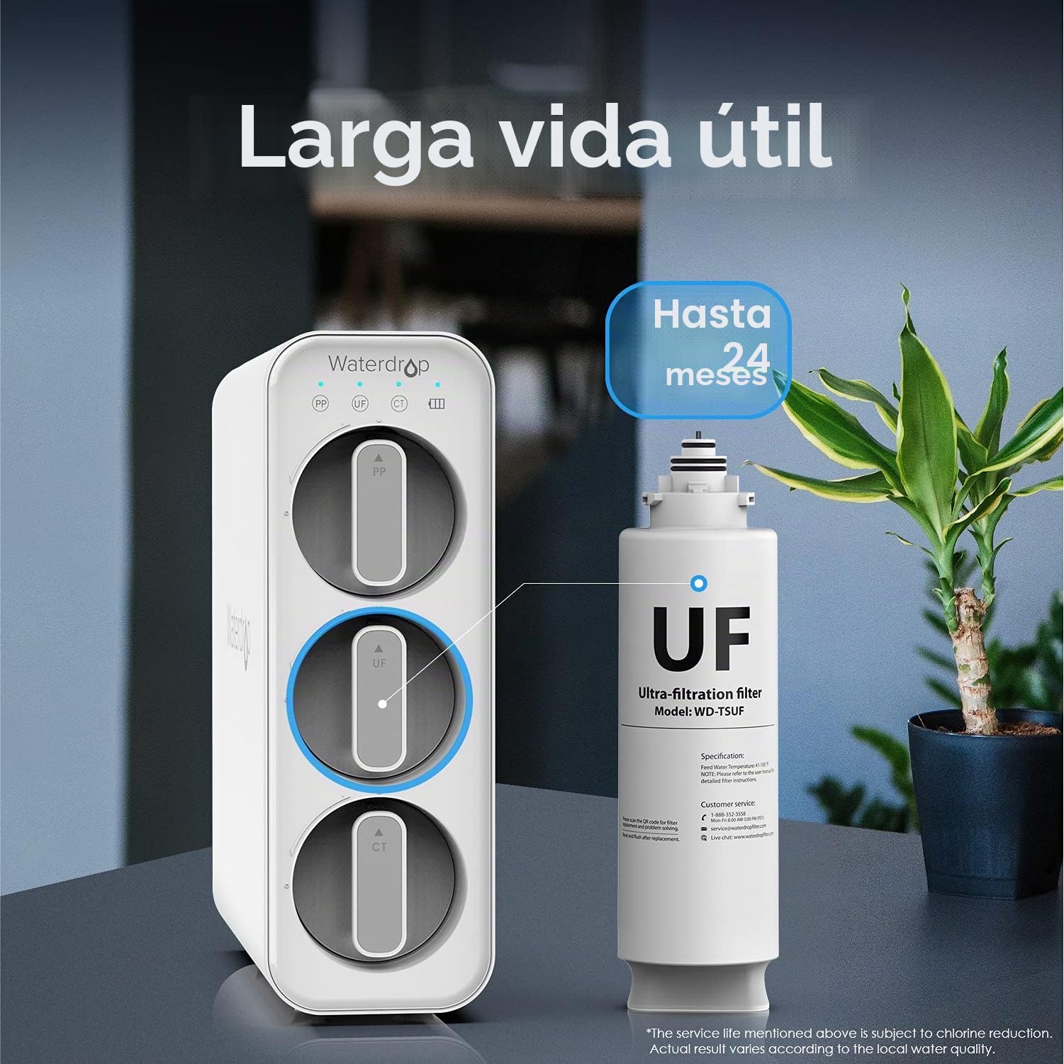 Waterdrop TSPP&TSCT&TSUF Filtro de Agua de Sedimentos bajo el Fregadero, Recambio TSU-W Sistema de Filtración