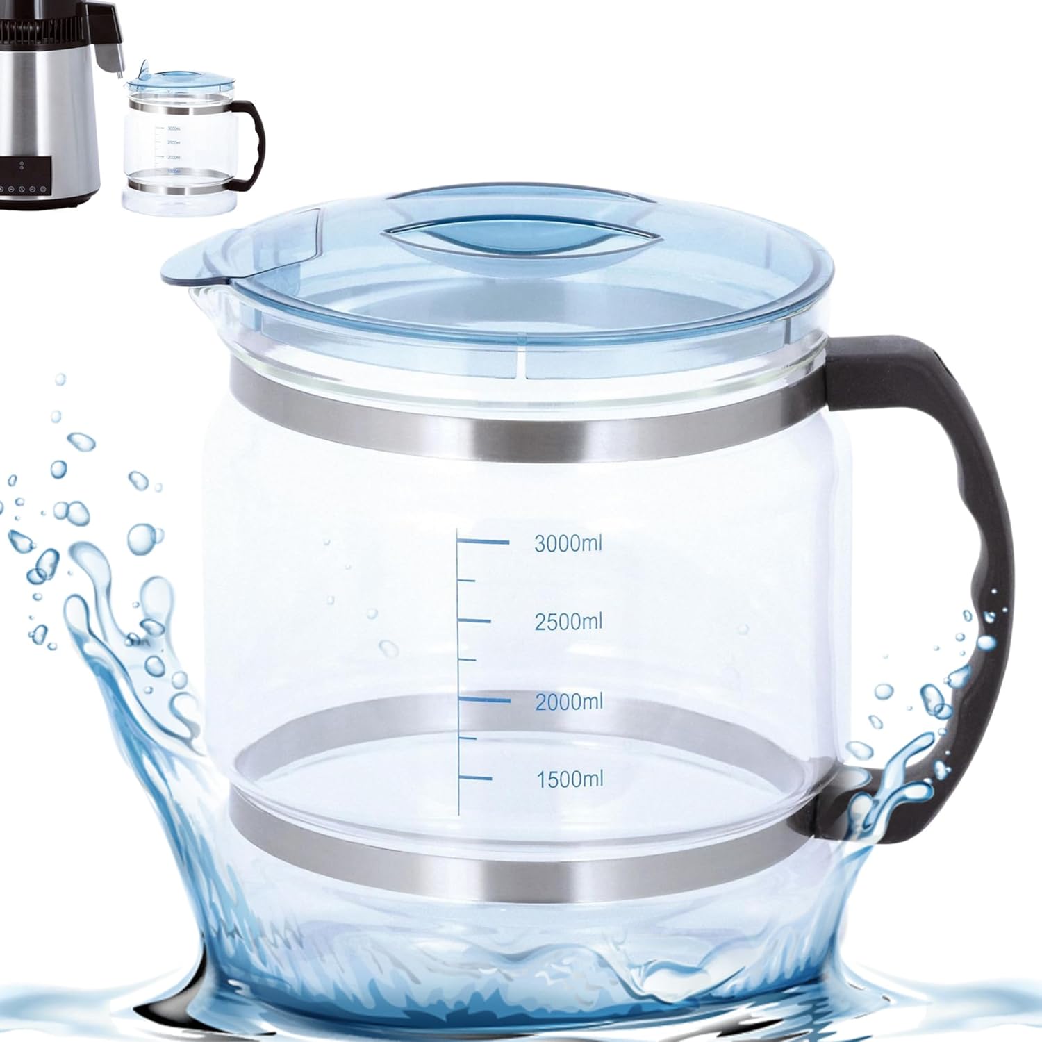 Distilled Water 1 Gallon Jug Clear Distilled Water 1 Gallon Jug, Replacement Water Distiller Glass Carafe With Scale, Portable Glass Water Filter Pitcher,Replacement Water Filters