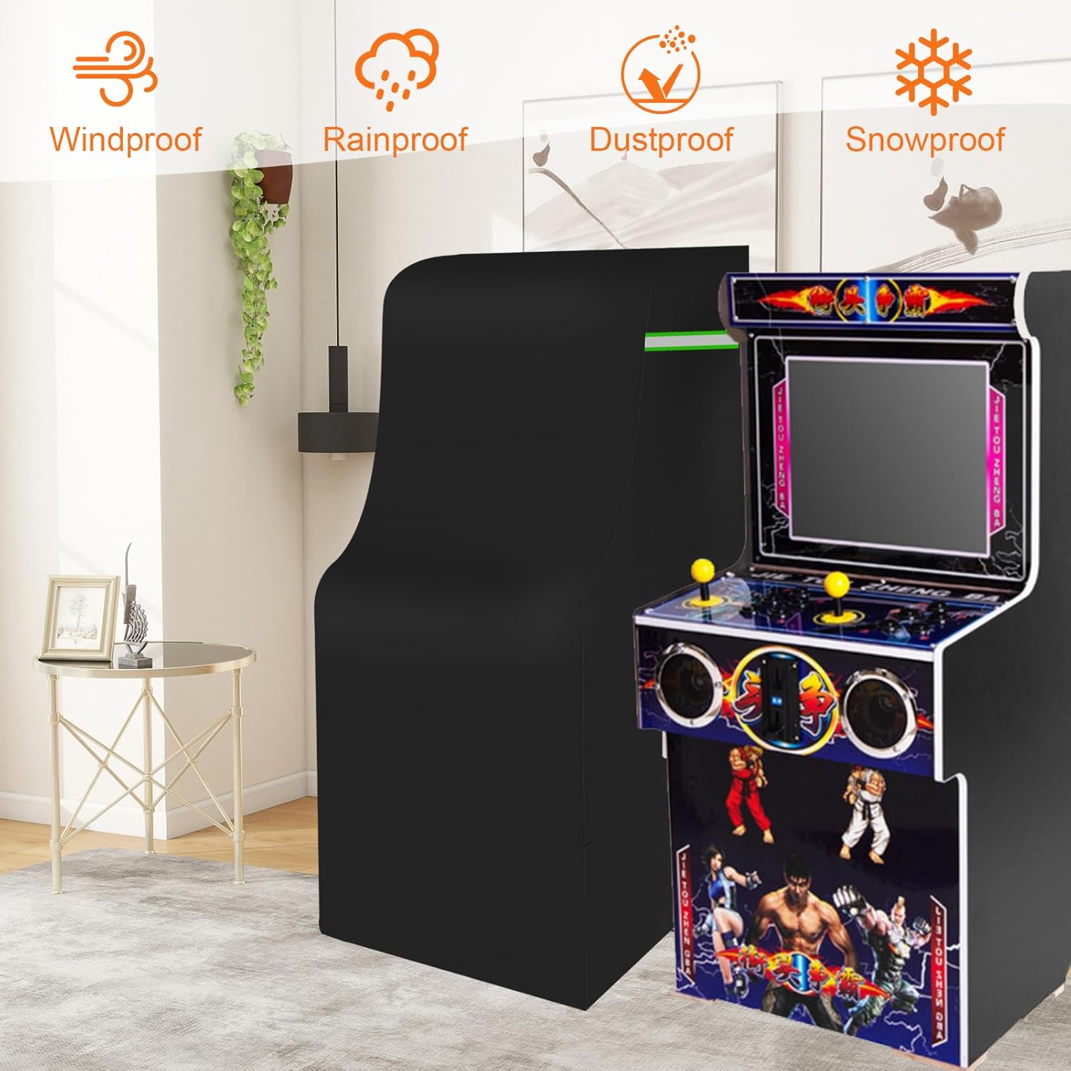 Arcade Table Cover, 600D Heavy-duty Waterproof Dust-Proof Covers for Indoors/Outdoors Arcade Game Machine Table ,All Weather Protective,31*22*66in,Black