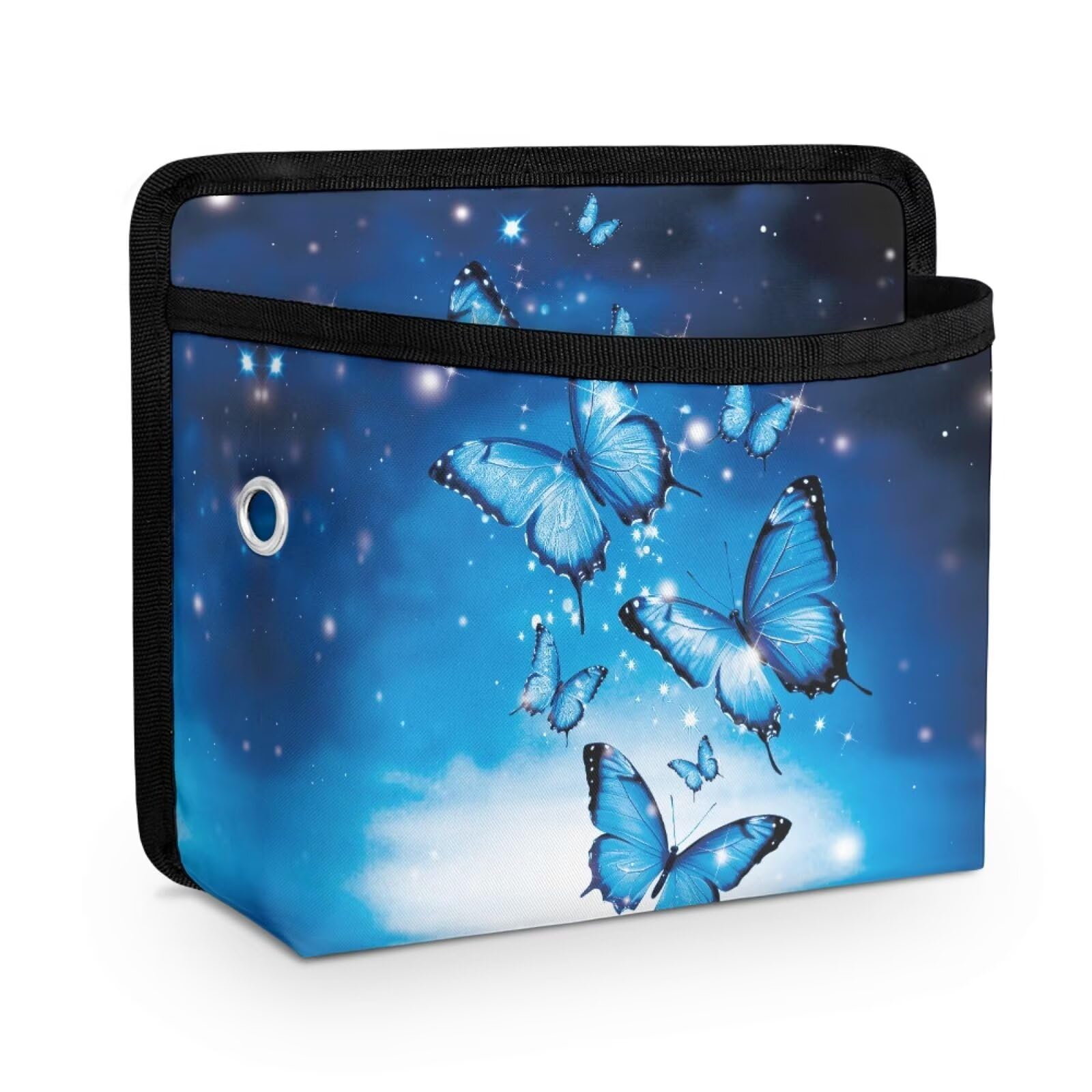 Pensura Blue Butterfly Car Seat Side Storage Pocket Automotive Pen Phone Holder Tray Pouch Car Center Console Organizer Car Accessories Seat -Fits to Organize Phone, Keys, Sunglass,Wallet