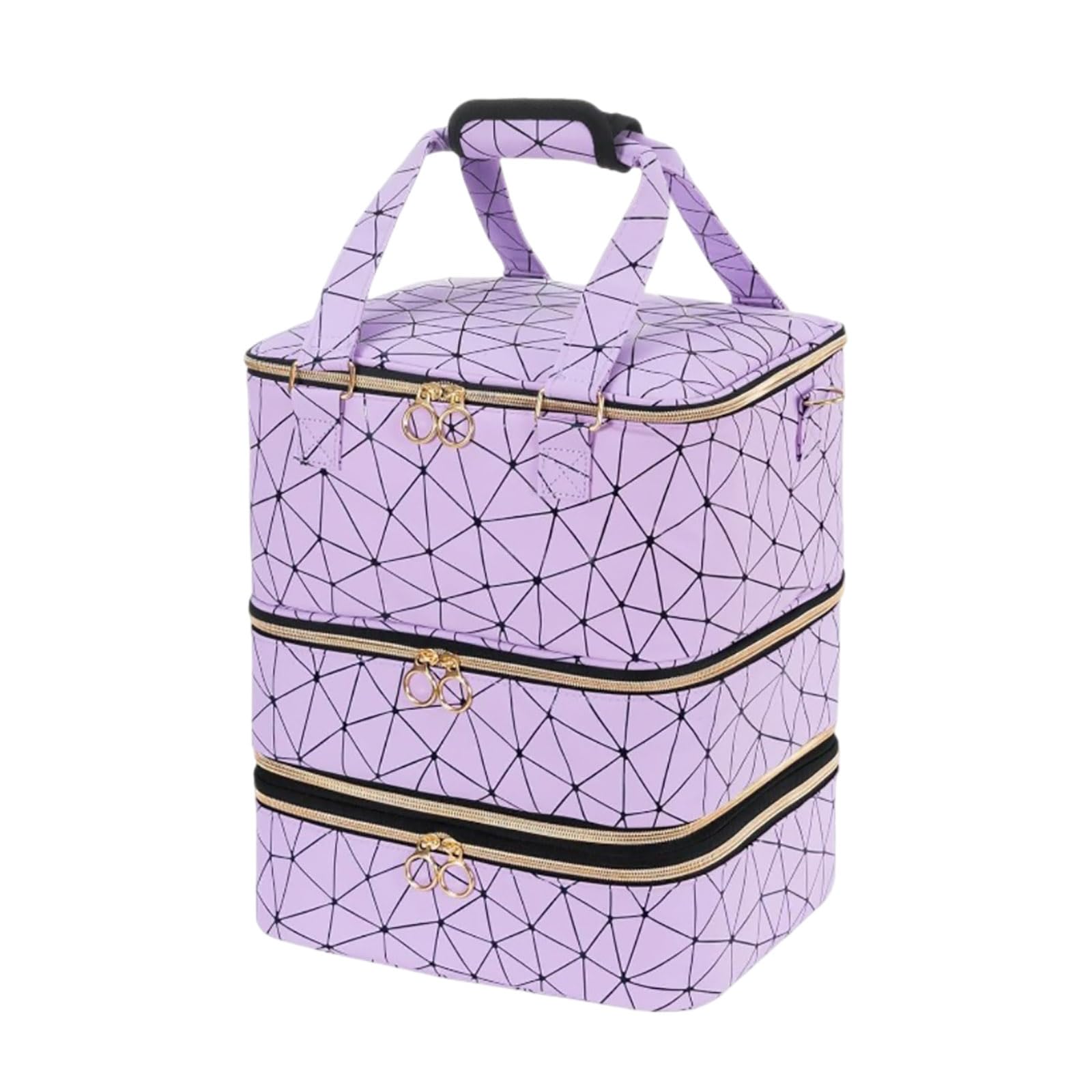 Bolsa organizadora de esmalte de uñas, almacenamiento de piel sintética de 3 capas para 84 botellas con correa para el hombro, funda de transporte de viaje para suministros de uñas y lámpara