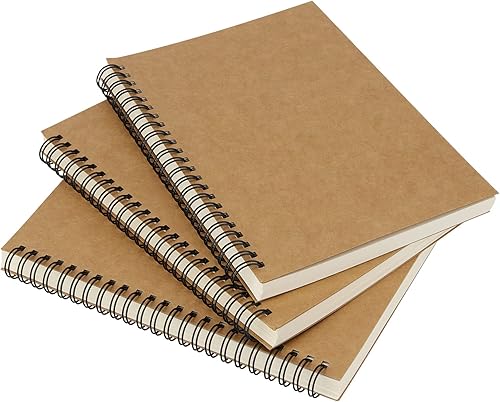 Miniatura 5 de JEUIHAU Paquete de 24 cuadernos de bocetos A5, 8.3 x 5.5 pulgadas, cuaderno en blanco con espiral A5, tapa de papel kraft marrón para dibujar,
