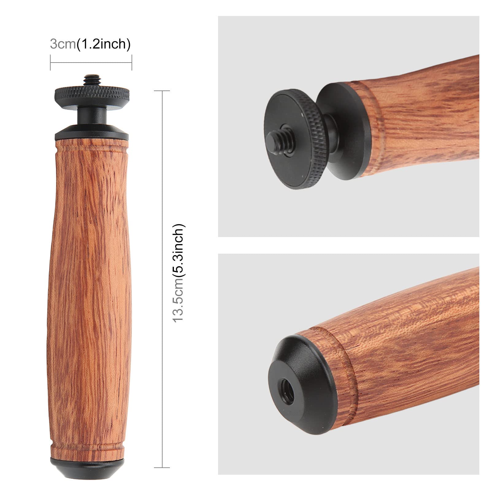 Universal Wooded Handle Grip Support Mount for Camera Handlegrip Camera Stabilizer with 1/4 Inches Screw Hole - Image 4