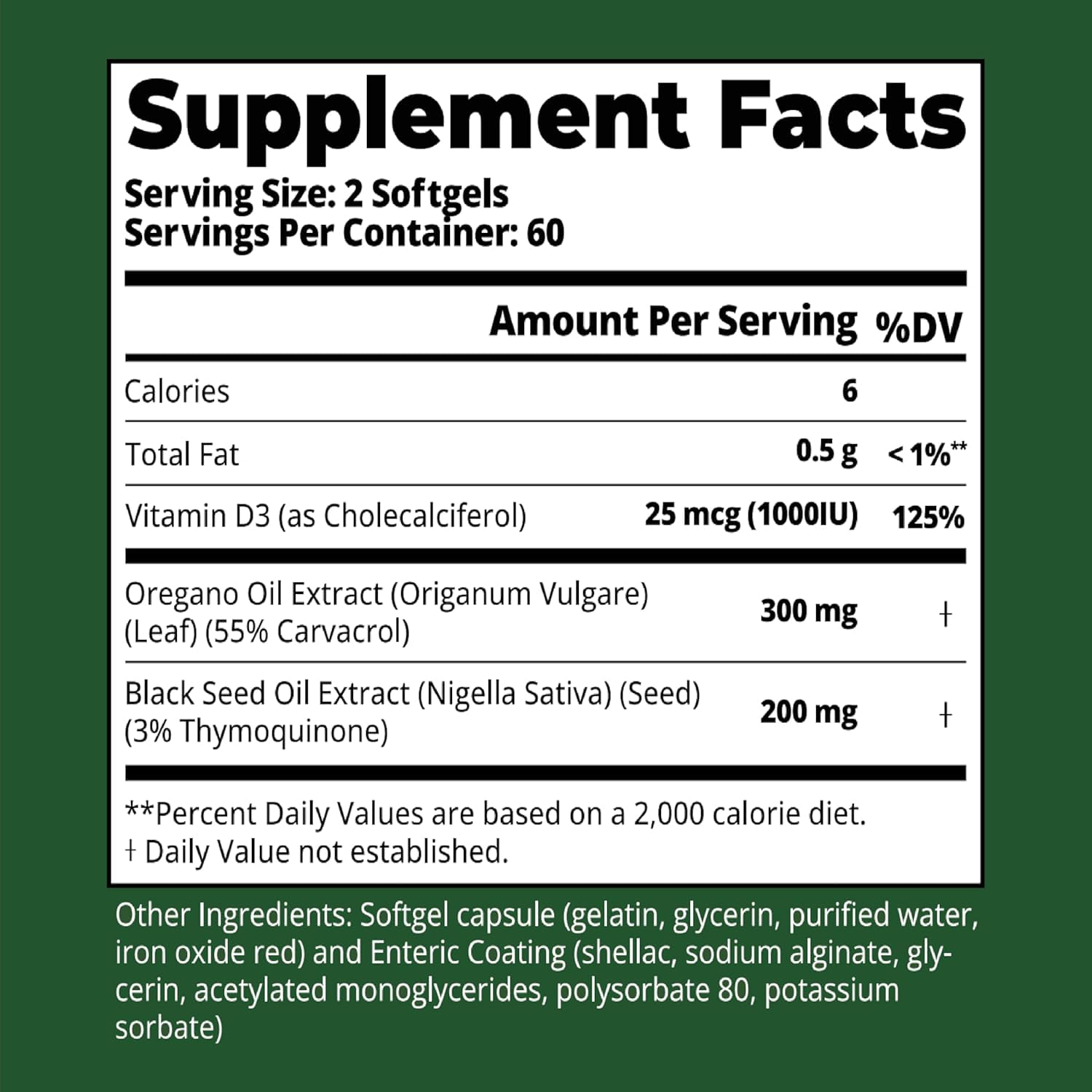 Oil of Oregano with Black Seed Oil, 55% Carvacrol, 120 Softgels — Amazon image 10