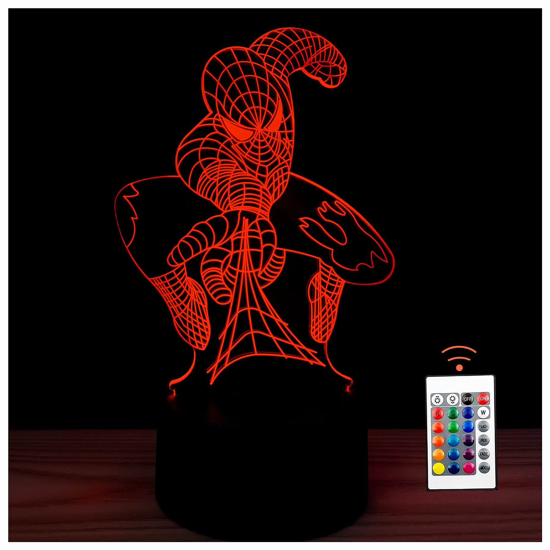 Kdbdkswx 3D Illusion Night Light Visual Creative LED Desk Lamp Touch Control and Remote Control 16 Colors Dimmable Change for Home Decorations or Boy Kids Holiday Gifts