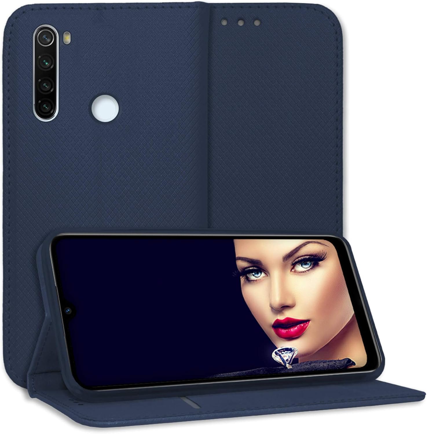 mtb more energy® Funda Bookstyle para Xiaomi Redmi Note 8T (6.3'') - Azul - Cuero sintético - Carcasa Estuche Wallet Case Cover