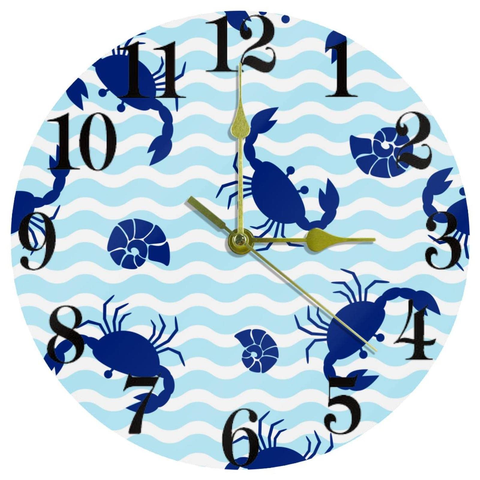 Horloge murale silencieuse à quartz 25 cm bleue pour une nuit paisible