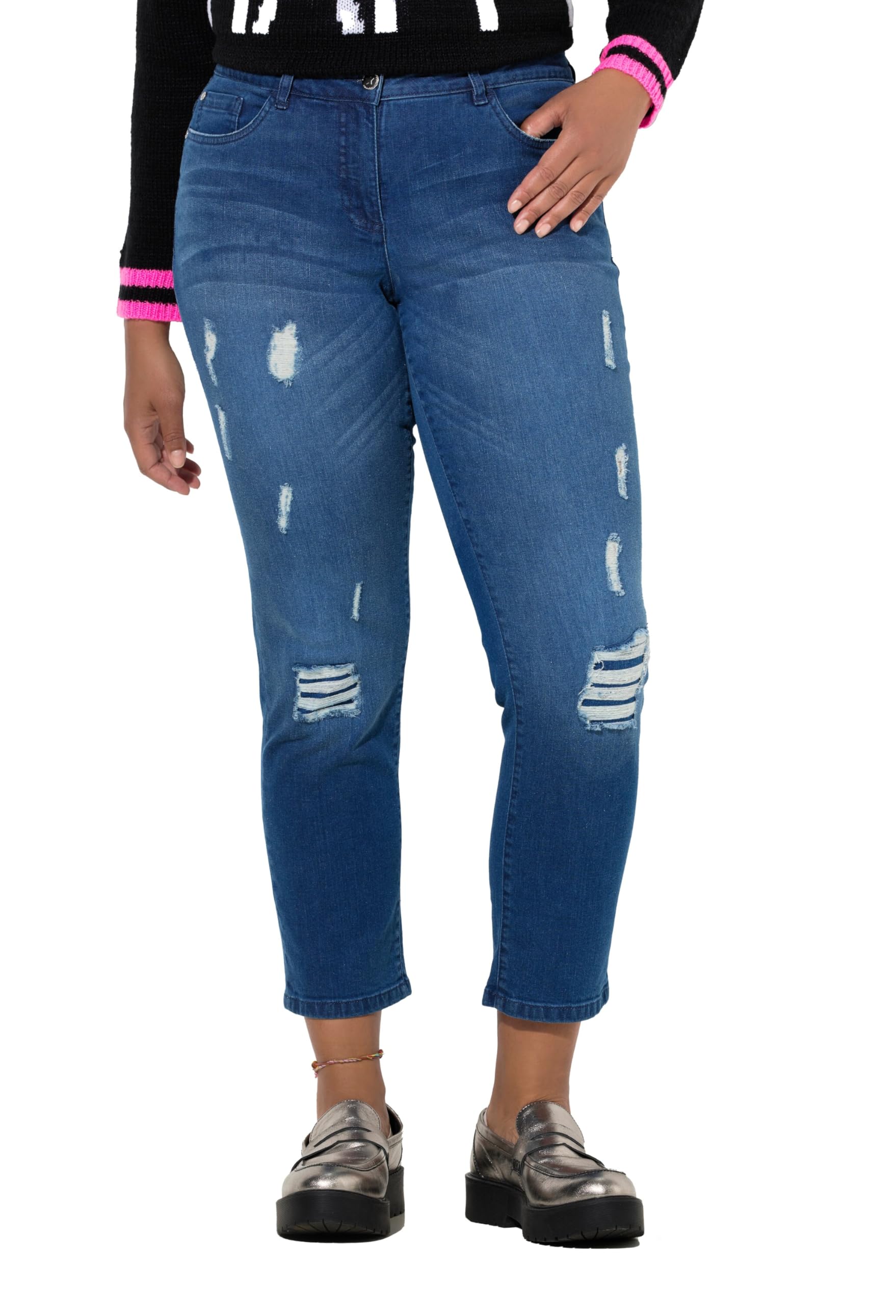 Angel of Style Damen große Größen Übergrößen Plus Size Jeans, Straight Fit, Destroy-Effekte, 5-Pocket 846890