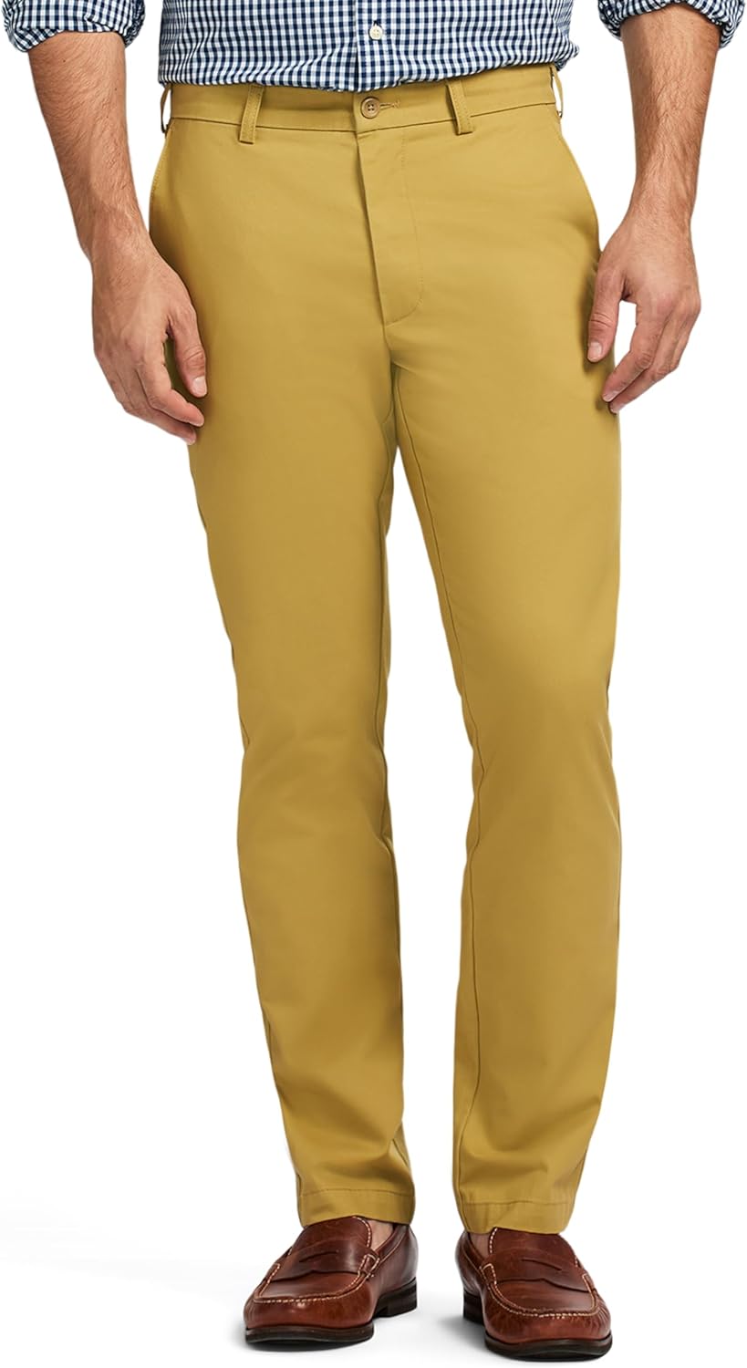 Izod Men's American Chino Flat Front Straight Fit Pant 1 Khaki 34W x 34L