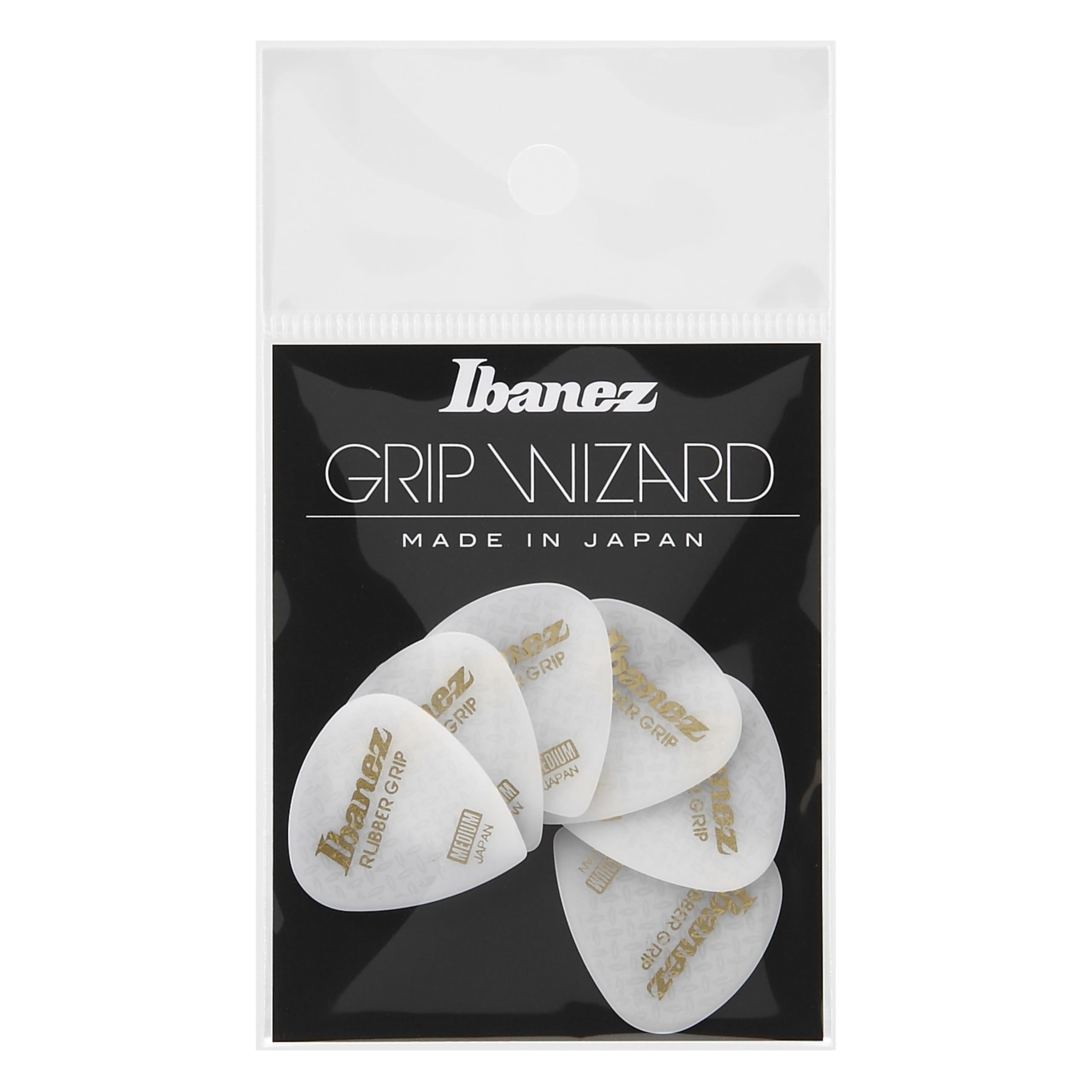 IBANEZ Grip Wizard Series Rubber Grip Flat Pick - White Pack of 6 (PPA16MRG-WH)