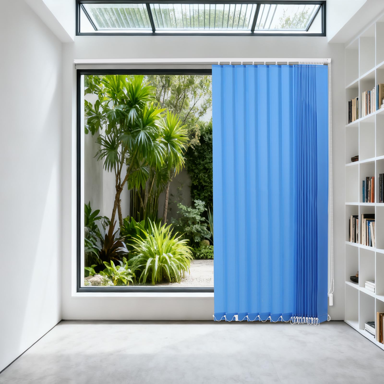 Lamellenvorhang Komplettset Vertikale Jalousien, 80 * 200cm Schiebegardinen mit Vorhangschiene, für Büroarbeitsplätze und Haus und Wohnung (Blau)