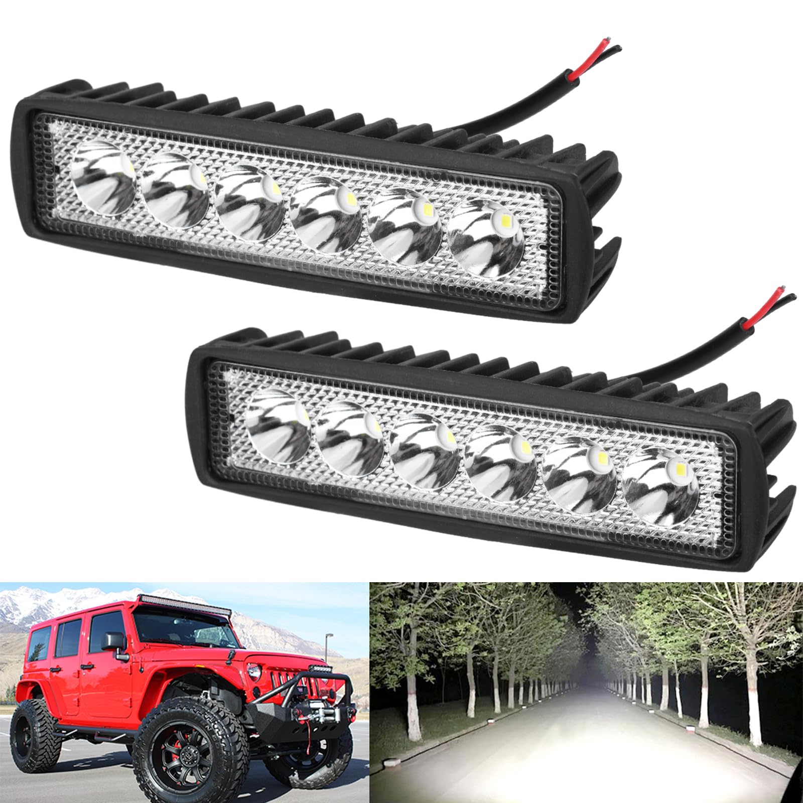 2 Piezas Focos Led Tractor 12V 18W, Faro Trabajo LED, Faros LED Tractor, Focos de Coche 6000K IP67 Impermeable para Coche Tractors Barcos ATV UTV SUV