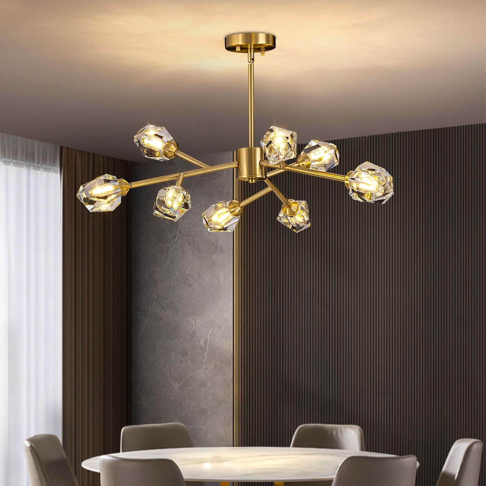 7PMBEANE Sputnik Chandeliers for Dining Room, Modern Crystal