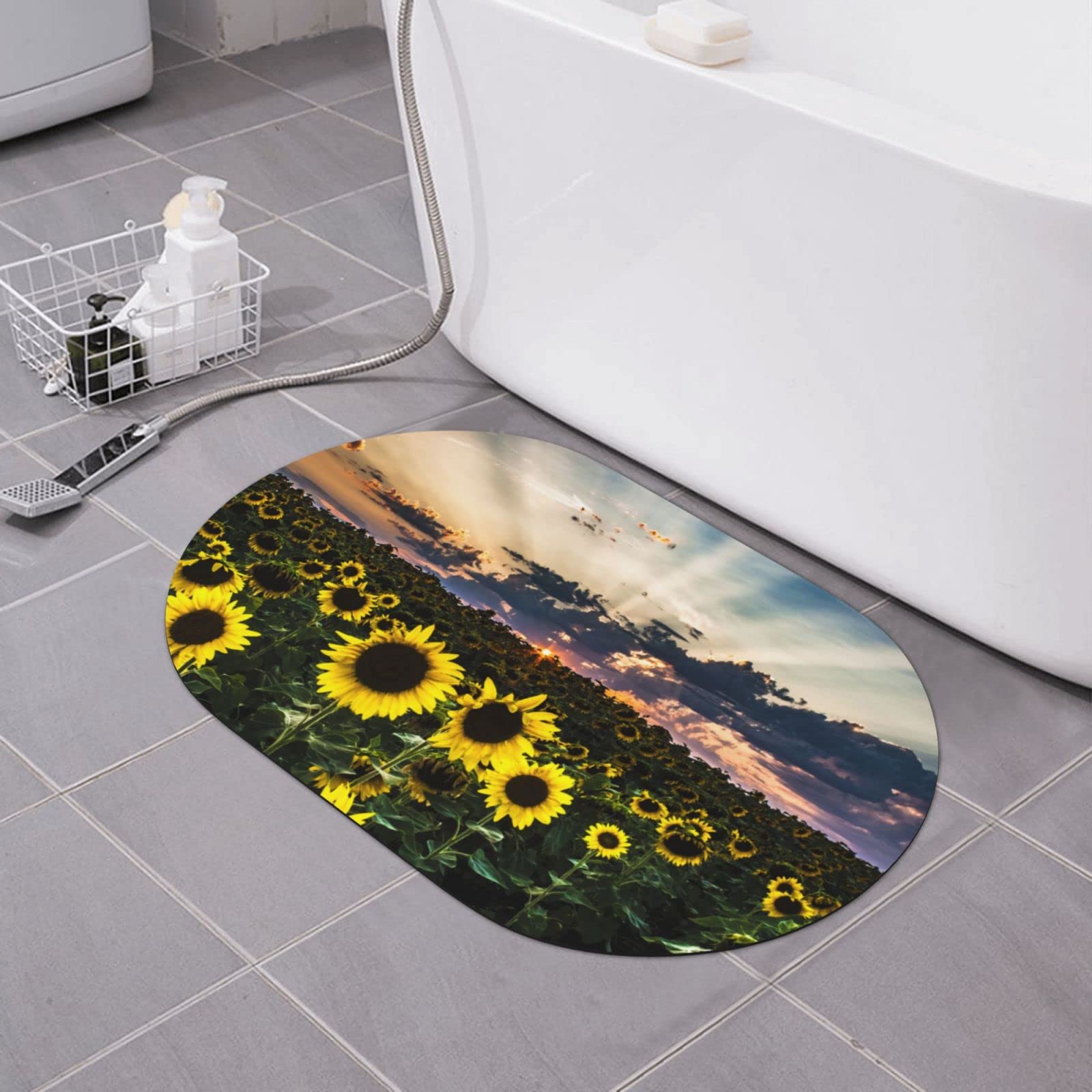 Tapis de douche lavable tournesol pour une salle de bain zen