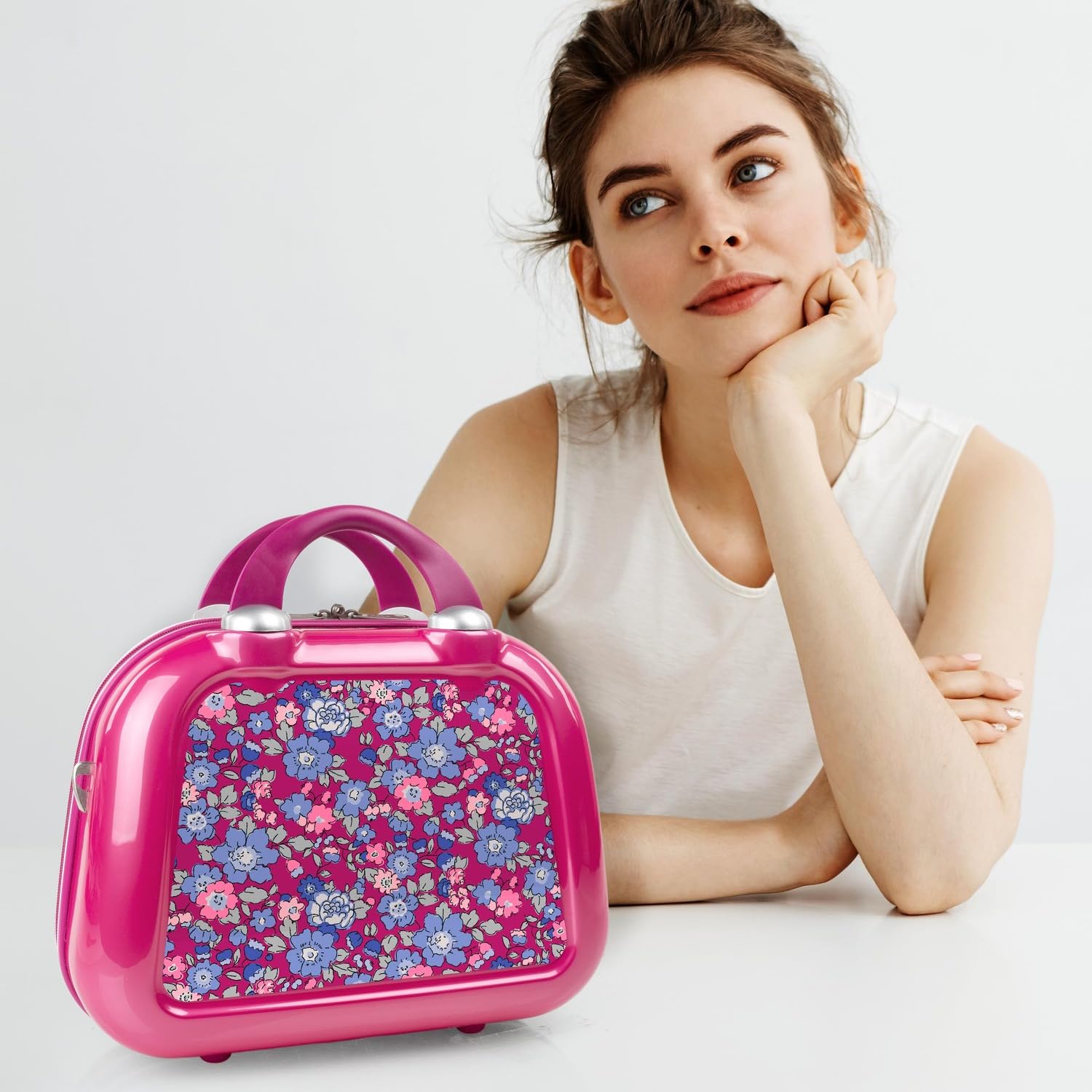 ITACA - Kosmetikkoffer Hartschale Groß, Beautycase Damen, Trolley & Handgepäck Koffer: Beauty Case Hartschale, Kosmetik Koffer, Kosmetiktasche Groß - Ideal für Reisen!, Fuchsia
