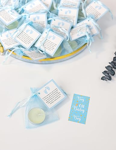 Miniatura 6 de Juego de 50 velas de té para recuerdos de fiesta de baby shower, recuerdos de bautizo para invitados, recuerdos de revelación de género para bebés y