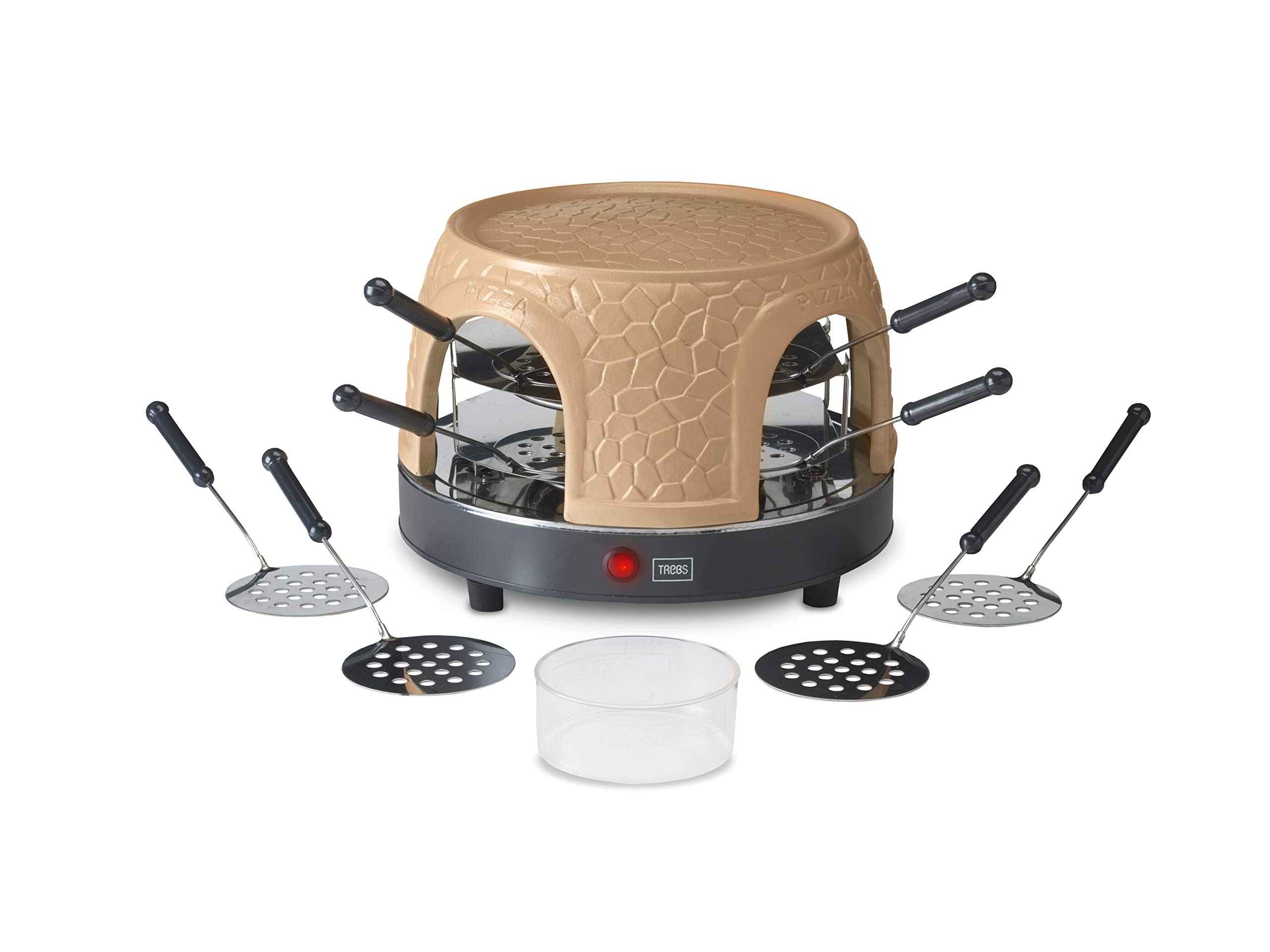 Trebs 99392 Pizzagusto - forno per pizza con cupola in terracotta per 8 persone - cupola per pizza - 1000 watt - preparazione in soli 5-7 minuti - nuovo design della cupola più efficiente