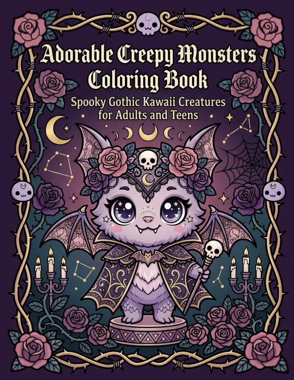 Adorable Creepy Monsters Coloring Book: Spooky Gothic Kawaii Creatures for Adults and Teens