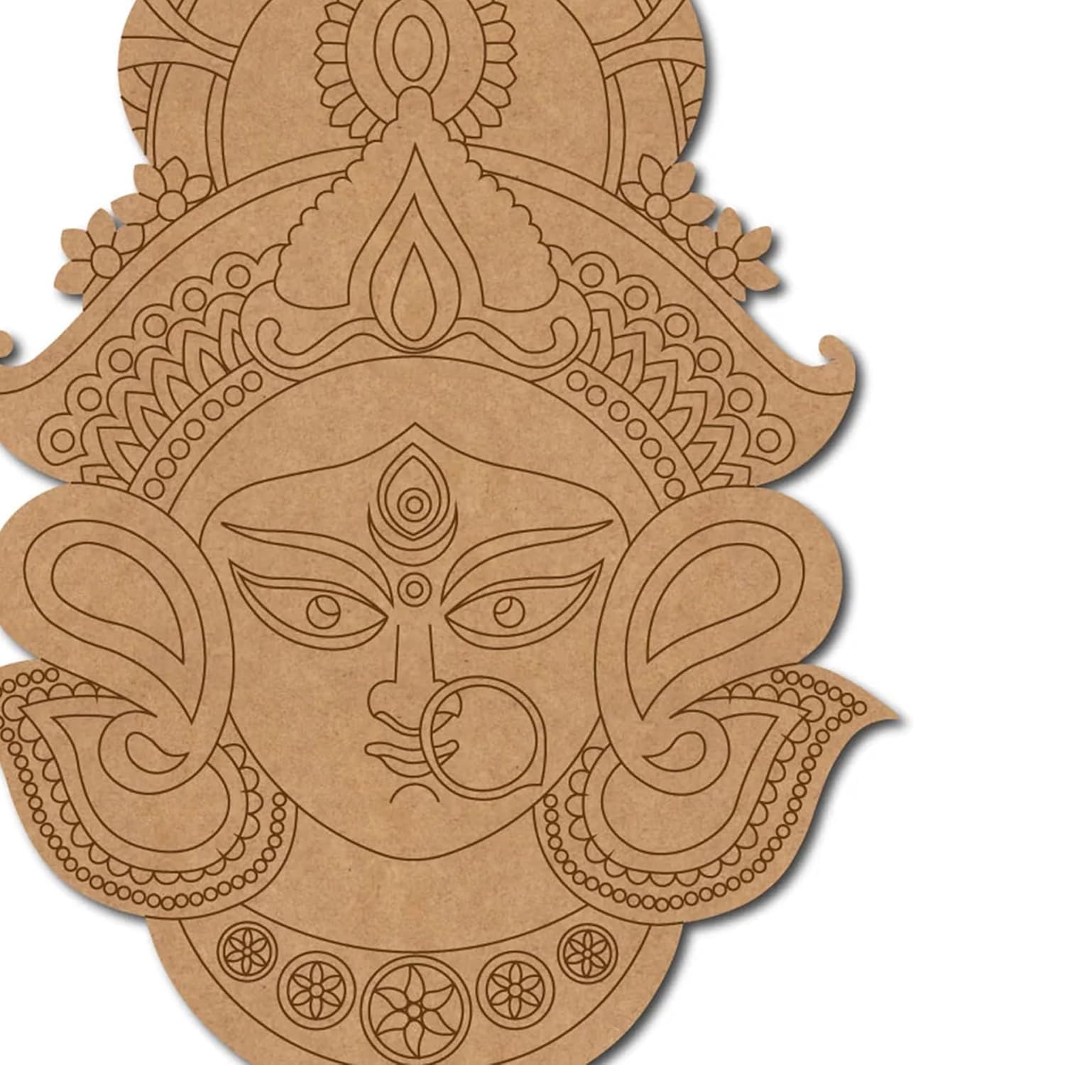 Pack of 2 Maa Durga MDF Cutout for DIY Spiritual Decor- 10 Inch | Pre-Marked MDF Boards for Lippan Art | Eco-Friendly MDF Base for Painting-image-19