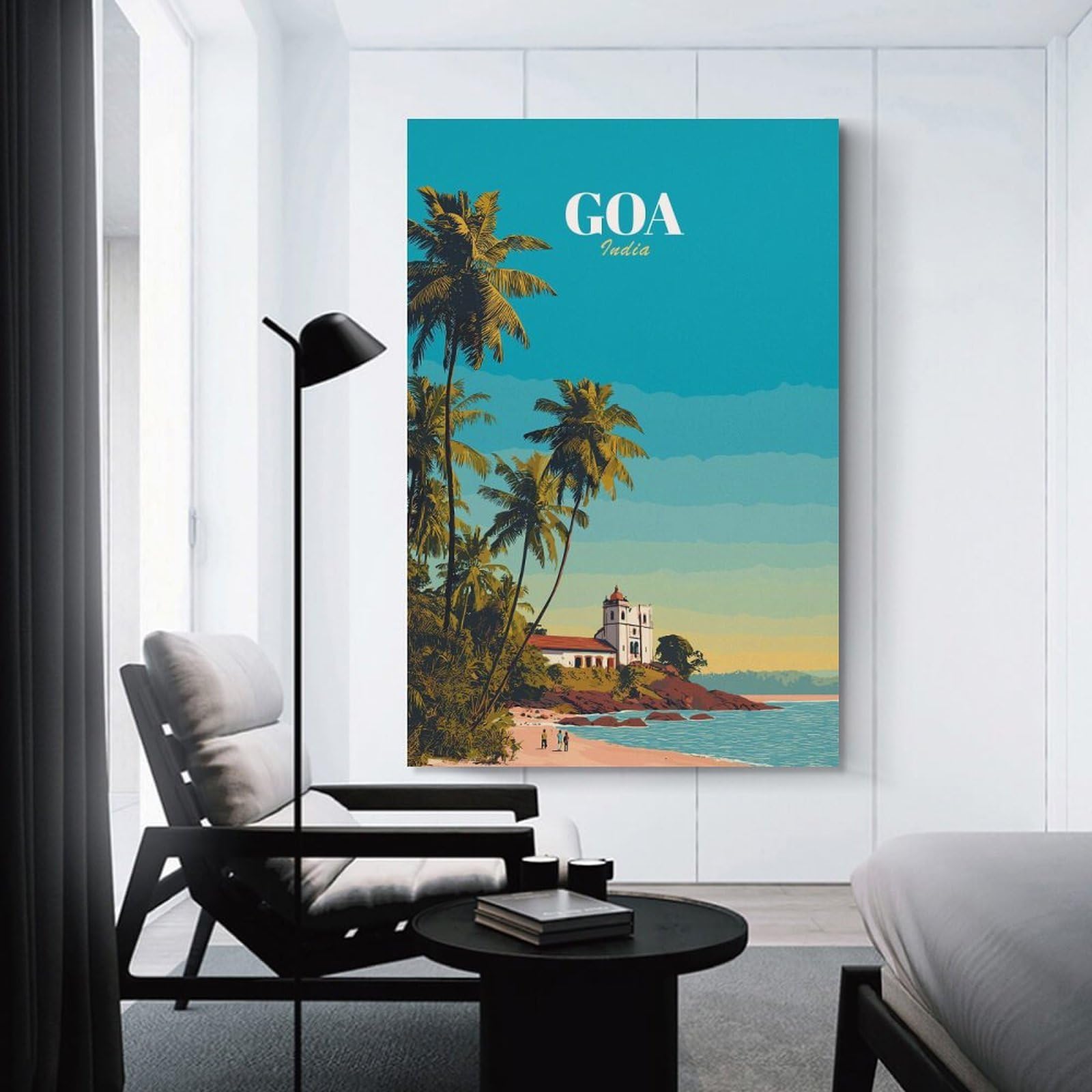 Junmoney Unframe-Style-23 Goa, India Travel Hanging Wall Art, 24X36inch(60X90cm), For Bedroom Walls, Guest Spaces Or Lounges, An Easy Wall Refresh For Bedrooms