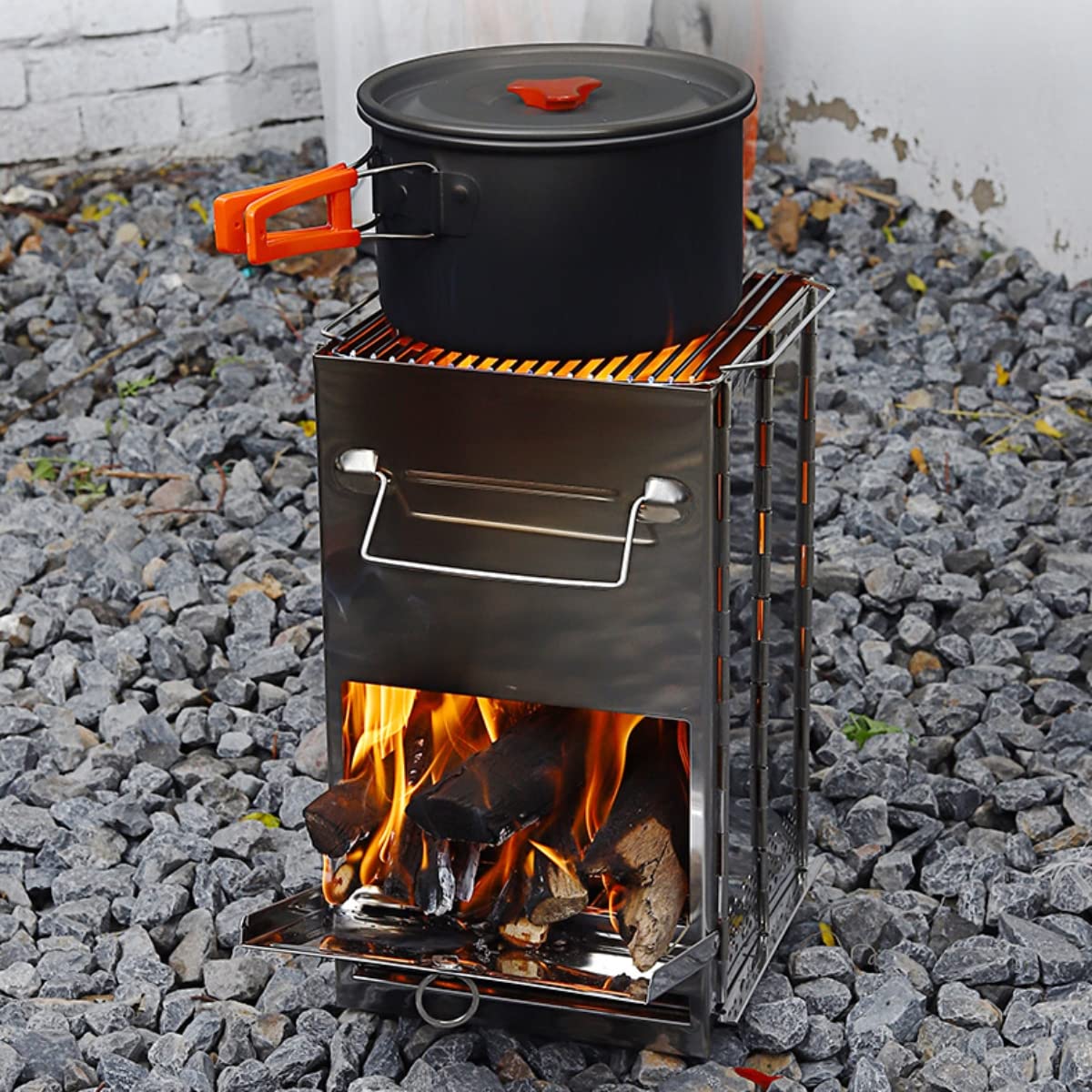 Amazon.com: Portable Camping Stove u0026 Grill Combo - Foldable, Twig-Burning,  Wood Fire Pit for Campfire (Large) : Sports u0026 Outdoors