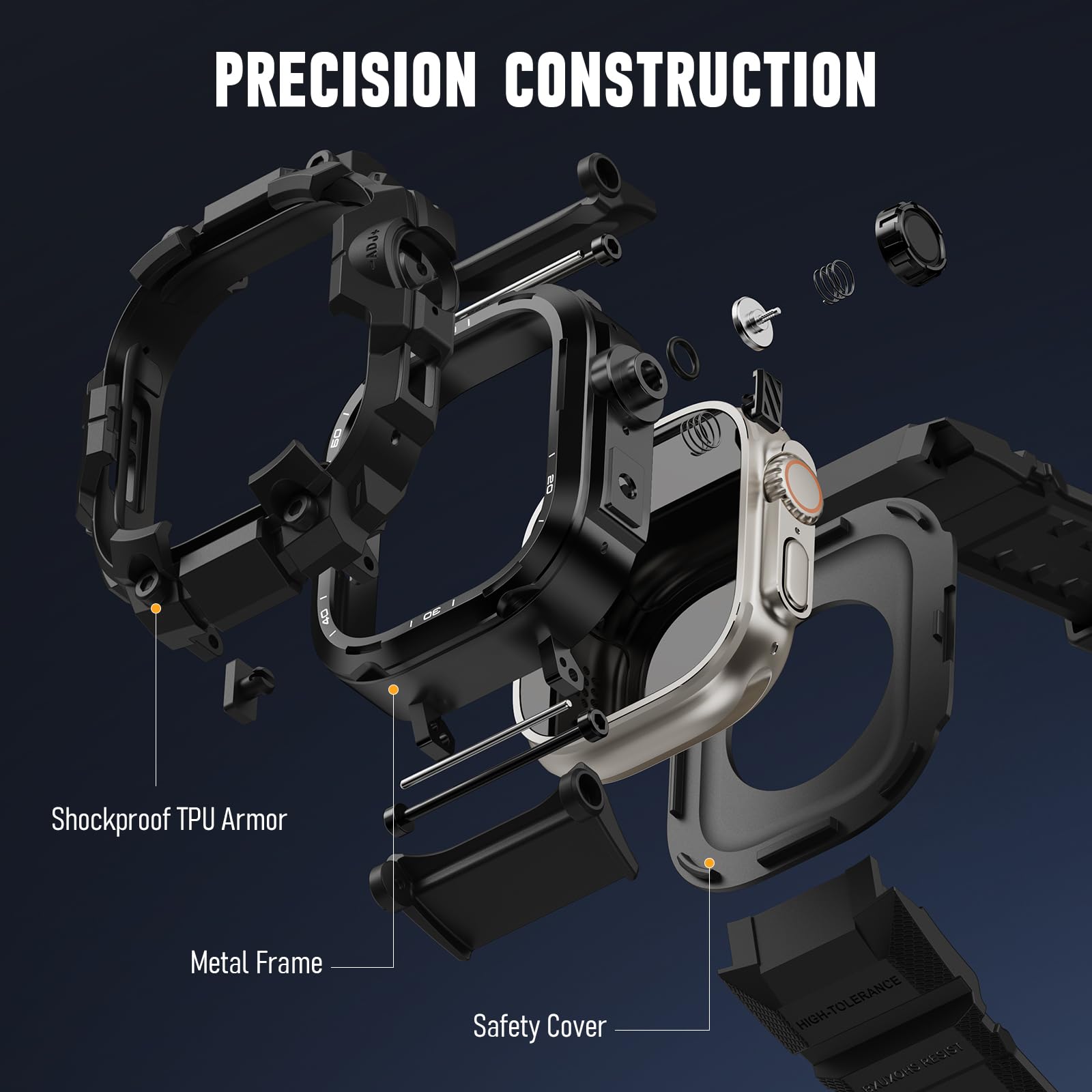 BXUXOHS Resistentes Funda y Correa para Apple Watch 44mm Hombre,para Apple Watch SE 3/SE 2a Generación/SE/Series 6/5/4,Protector Antigolpes de Nivel Militar,Correas Táctica para iWatch 6/5/4/SE 3/2
